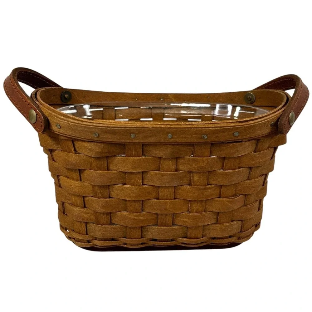Longaberger JOURNAL Basket in Rich Brown with Protector Flyer Felt Pads 2006
